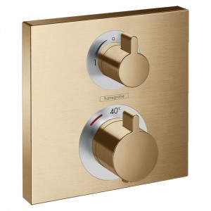Hansgrohe Ecostat Square Смеситель для душа, термостатический, с переключателем потоков на 2 выхода, внешняя часть, цвет: шлифованная бронза Hansgrohe Ecostat Square Смеситель для душа, термостатический, с переключателем потоков на 2 выхода, внешняя часть, цвет: шлифованная бронза