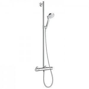 Hansgrohe Croma Select S Душевая система SemiPipe Multi: ручной душ, термостат для душа, штанга для душа, держатель для душа, цвет: белый/хром Hansgrohe Croma Select S Душевая система SemiPipe Multi: ручной душ, термостат для душа, штанга для душа, держатель для душа, цвет: белый/хром