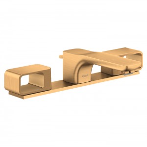 Axor Urquiola Смеситель для раковины 50, на 3 отв., с панелью и донным клапаном, цвет: шлифованное золото