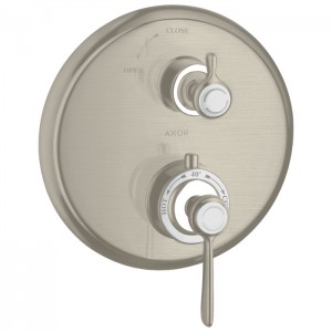Axor Montreux, Термостат с запорным вентилем, СМ, с рычаговой рукояткой, внешняя часть, цвет: никель шлифованный