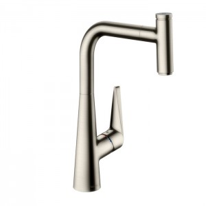 Hansgrohe Metris Смеситель для кухни на 1 отв, поворотный и выдвижной излив 2jet, цвет: сталь Hansgrohe Metris Смеситель для кухни на 1 отв, поворотный и выдвижной излив 2jet, цвет: сталь