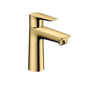 Hansgrohe Talis E Смеситель для раковины 110, на 1 отв, без донного клапана, излив 112мм, h104мм, цвет: полированное золото Hansgrohe Talis E Смеситель для раковины 110, на 1 отв, без донного клапана, излив 112мм, h104мм, цвет: полированное золото