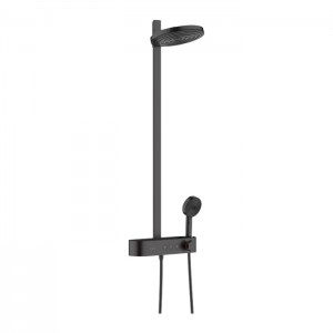 Hansgrohe Pulsify Душевая стойка с термостатическим смесителем, верхним душем Ø260 мм с 2 режимами, ручным душем и шлангом, цвет: черный матовый/графит Hansgrohe Pulsify Душевая стойка с термостатическим смесителем, верхним душем Ø260 мм с 2 режимами, ручным душем и шлангом, цвет: черный матовый/графит