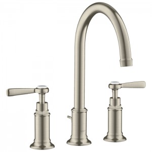 Axor Montreux, Смеситель для раковины 180,на 3 отверстия, с рычаговымирукоятками, с донным клапаном, цвет: никель шлифованный