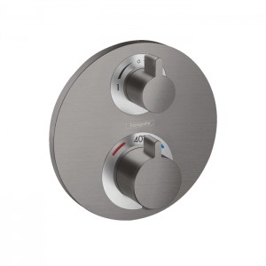 Hansgrohe Ecostat S Термостат с запорным/переключающим вентилем Ecostat S, СМ, цвет: черный хром Hansgrohe Ecostat S Термостат с запорным/переключающим вентилем Ecostat S, СМ, цвет: черный хром